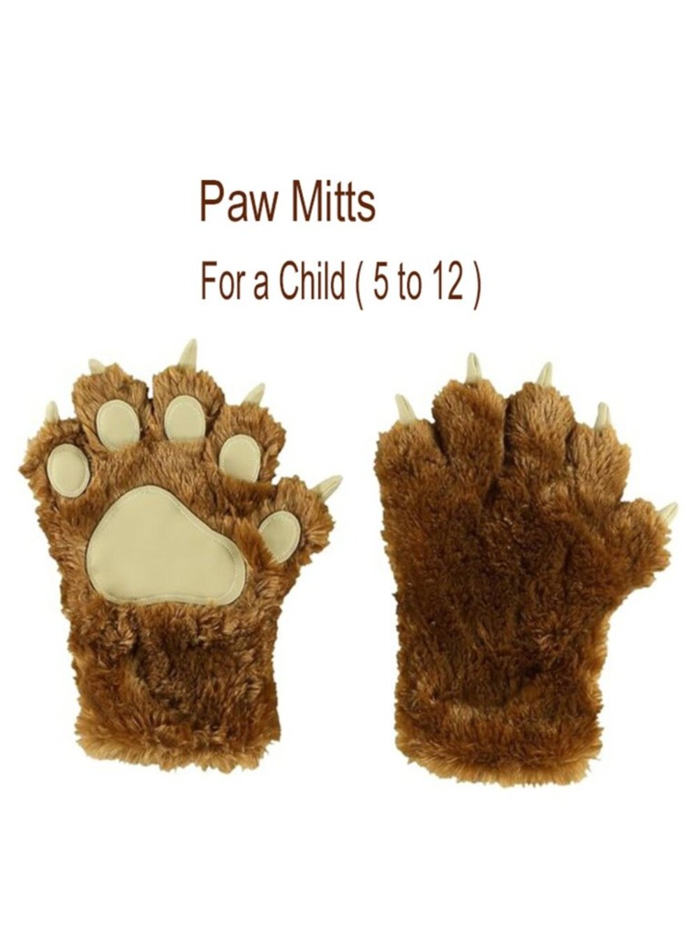 Lazy One Animal Paw Mittens Child One Size Soft Fur Unisex